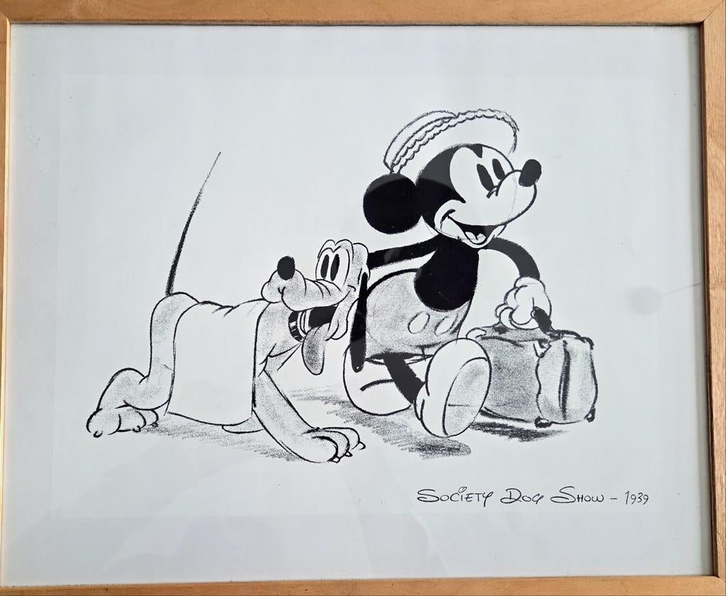 Vintage Mickey Mouse & Pluto 'Society Dog Show' print, Ophalen