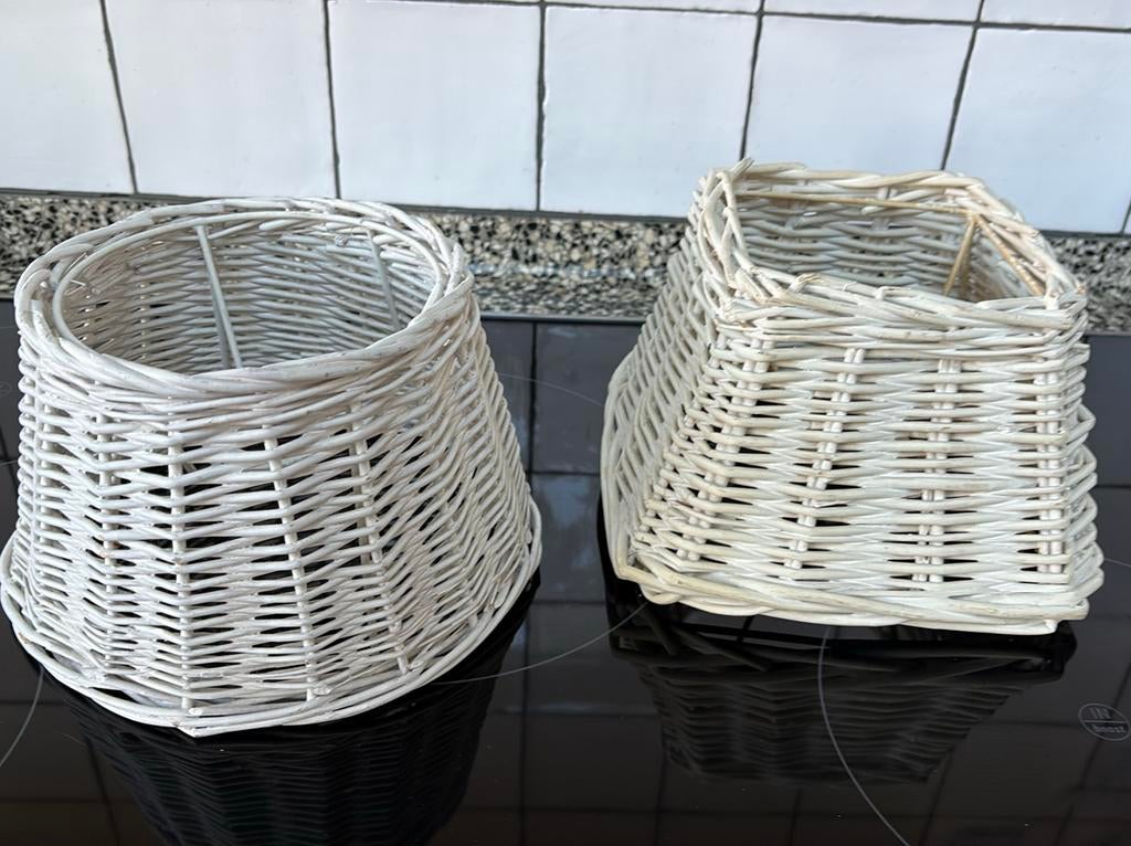 LAMPEKAPJES WIT RIET HOOGTE 13 cm, Wit, Rond, Ophalen of Verzenden, Zo goed als nieuw