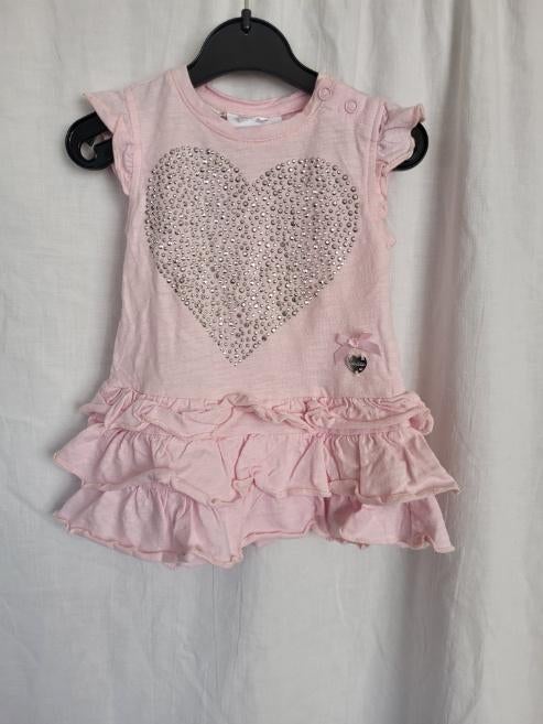 Schattig roze jurkje met een strass hartje mt 68 Le Chic, Meisje, ., Jurkje of Rokje, Ophalen of Verzenden