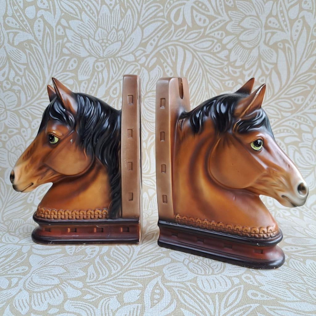 Set boekensteunen paarden keramiek, Ophalen of Verzenden