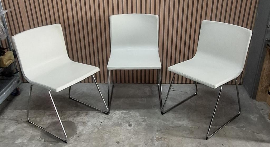 3 x Ikea Bernhard design stoelen wit leer vergaderstoelen, Huis en Inrichting, Stoelen, Ophalen of Verzenden