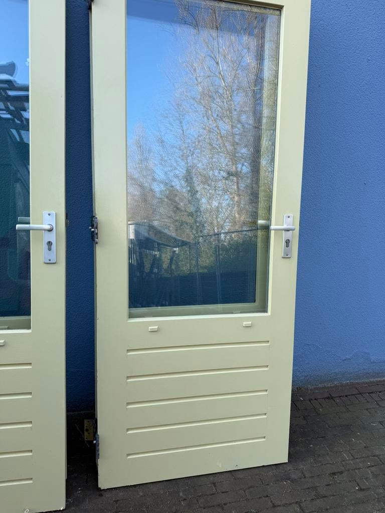 Buitendeur hardhout met dubbelglas 201,5 x 83, Ophalen, Zo goed als nieuw, Buitendeur, 200 tot 215 cm