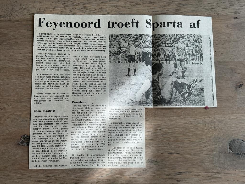 Voetbal krantenartikel Feyenoord Sparta maart 1979, Ophalen of Verzenden, Knipsel(s)