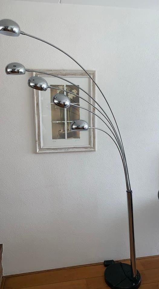 Vintage Space Age Booglamp - Chroom met 5 Bollen, Ophalen of Verzenden, Gebruikt, Metaal, 150 tot 200 cm