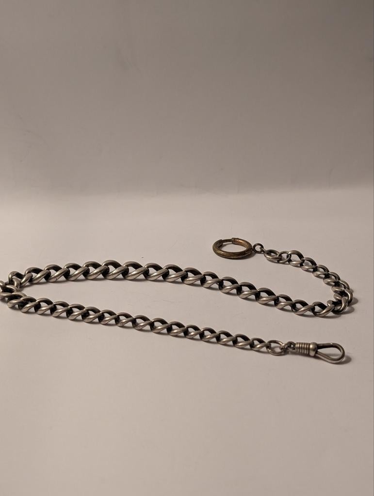 Zware Sterling Zilveren Zakhorlogeketting – 50g - gekeurd, Antiek en Kunst, Ophalen of Verzenden, Zilver