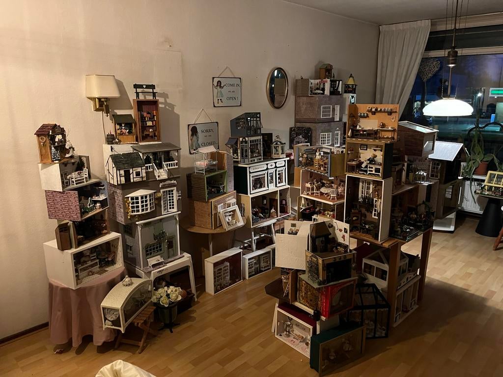 Grote collectie poppenhuizen en miniaturen voor volwassenen, Ophalen, Gebruikt, Poppenhuis