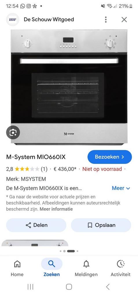 M-System Inbouw Oven - Zilver/RVS, Gebruikt, Oven, Inbouw, 45 tot 60 cm