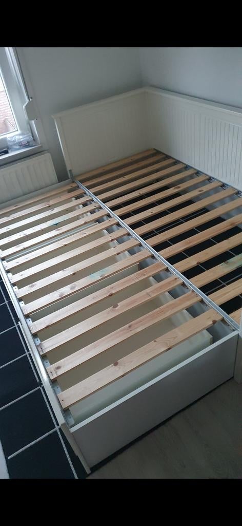 Ikea HEMNES bed met Laden, Wit, Tweepersoons, Ophalen of Verzenden, 160 cm