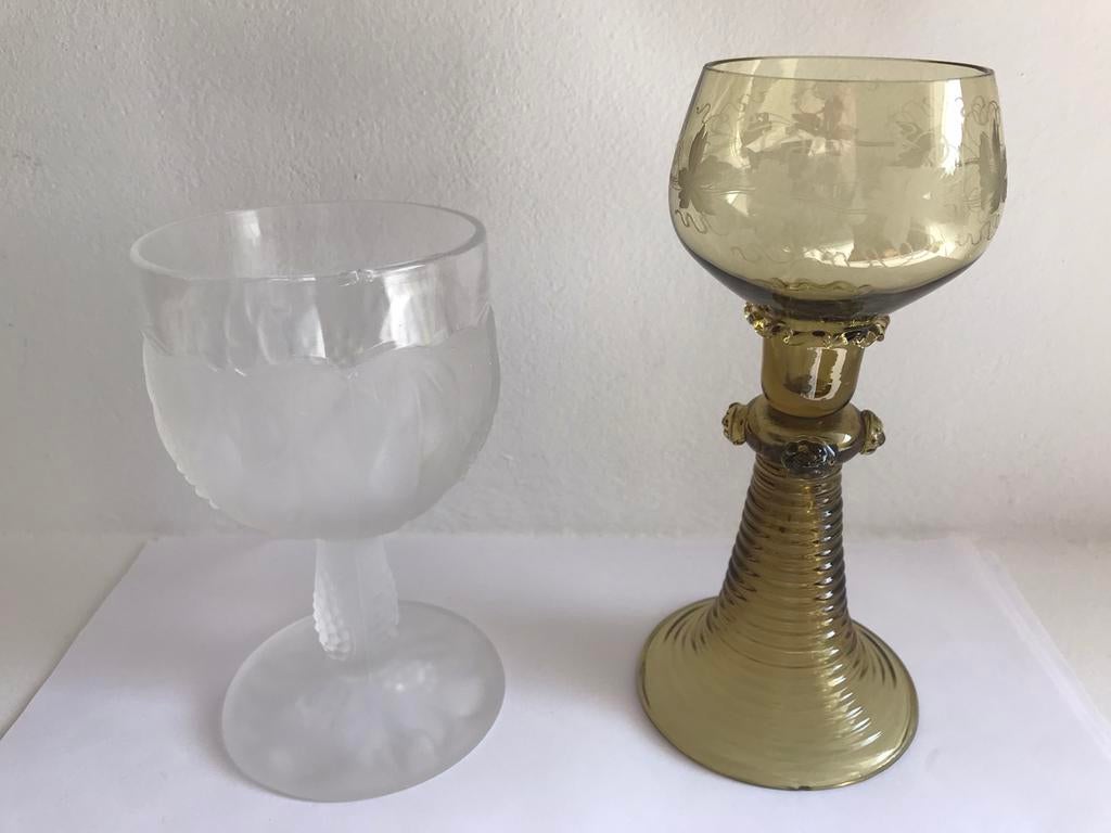 Roemer groen en frosted glas Taitu, Antiek en Kunst, Ophalen of Verzenden