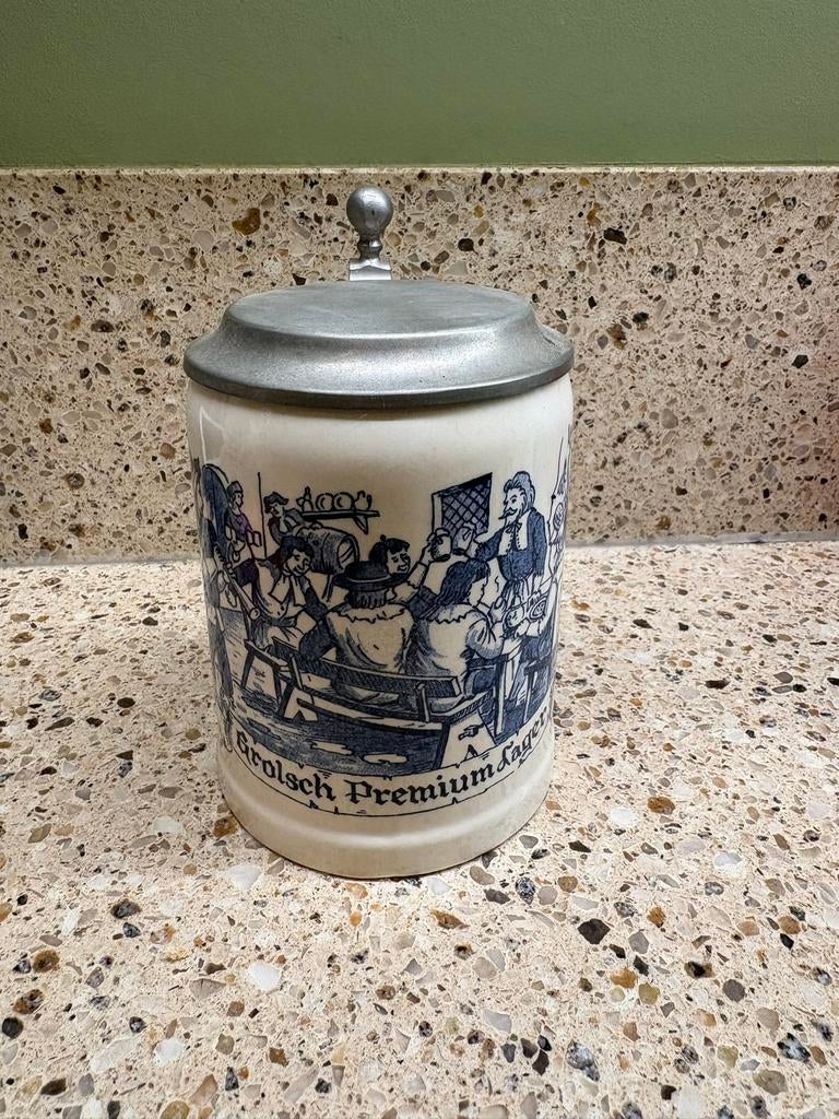 Grolsch Premium Lager Bierpul - Blauw Delfts Royal Distel, Ophalen of Verzenden, Zo goed als nieuw, Pul(len), Grolsch