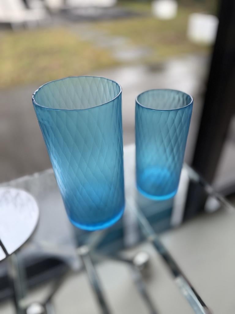 Vaas Windlicht Asprey Ocean Blue Bloemenvaas Vazen, Overige kleuren, Verzenden, Nieuw, Glas