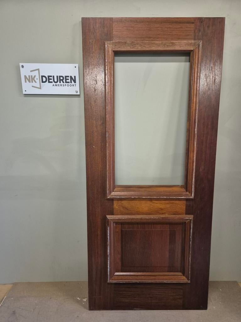Merbau hardhouten voordeur (93x211,5) Ongebruikt, Ophalen, 200 tot 215 cm, Glas, Buitendeur