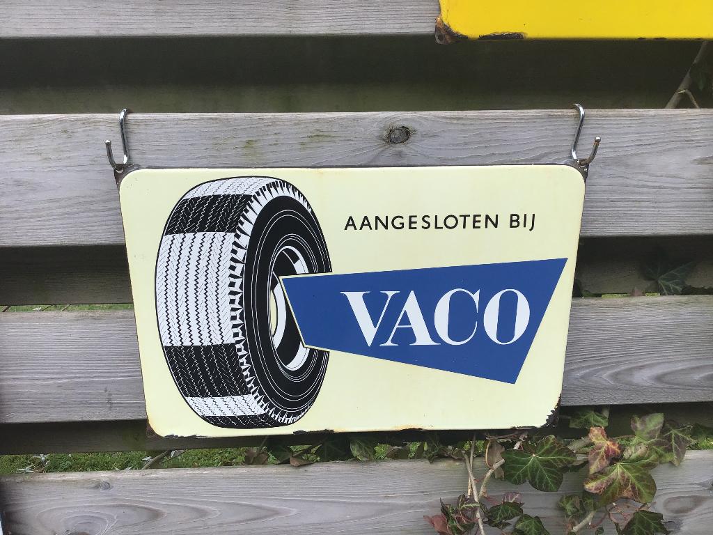 Vaco Banden emaillebord, Ophalen, Gebruikt, Reclamebord