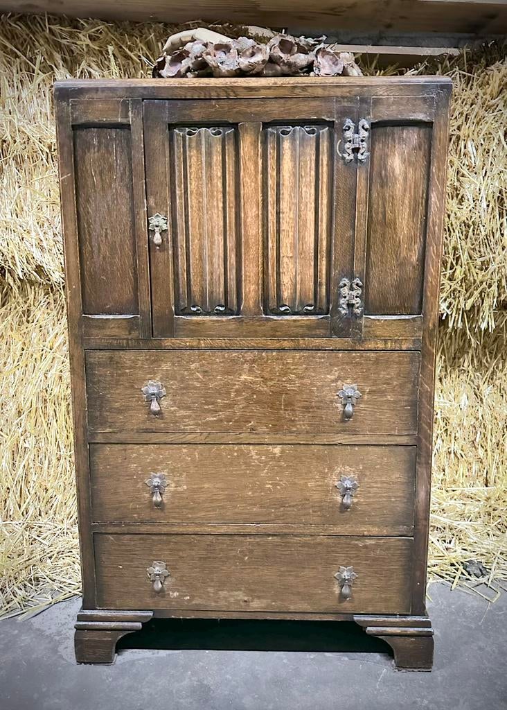 *Antiek vintage retro Brocante Kastje met Houtsnijwerk*, Ophalen, Gebruikt