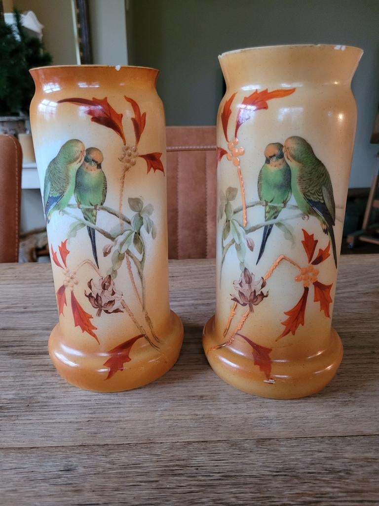 Art nouveau jugendstil franse opaline vazen, Baccarat ??, Ophalen of Verzenden