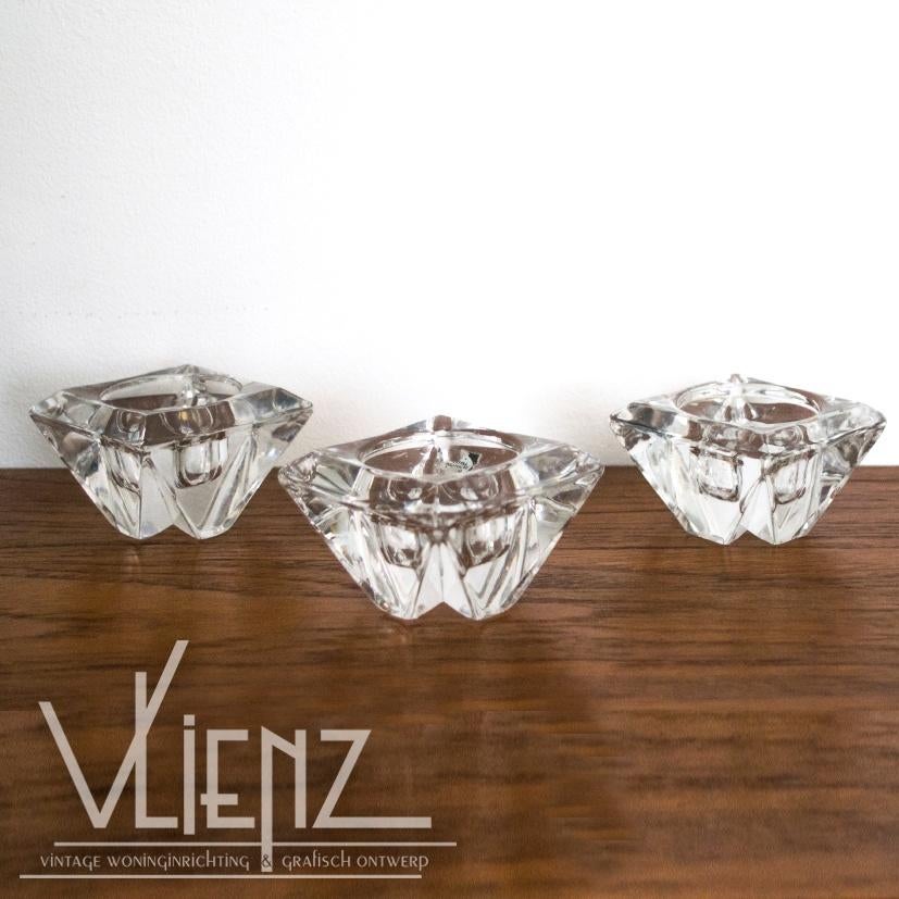 Vintage glazen kristal kandelaars Crystal Maastricht Holland, Ophalen of Verzenden, Huis en Inrichting
