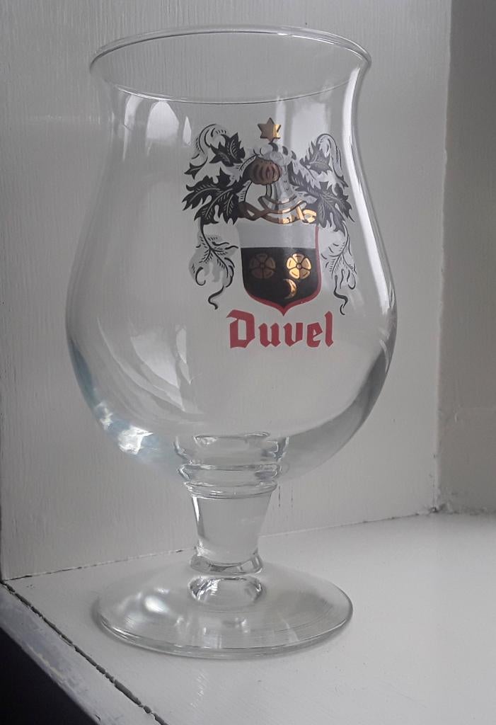 Vintage glas van Duvel met wapenschild - Duvelglas, Verzamelen, Biermerken, Ophalen of Verzenden, Zo goed als nieuw, Glas of Glazen