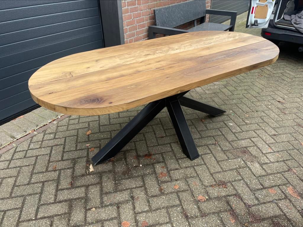 Oud eiken tafel 200x100cm, Ophalen, Vijf personen of meer, Rechthoekig, Nieuw