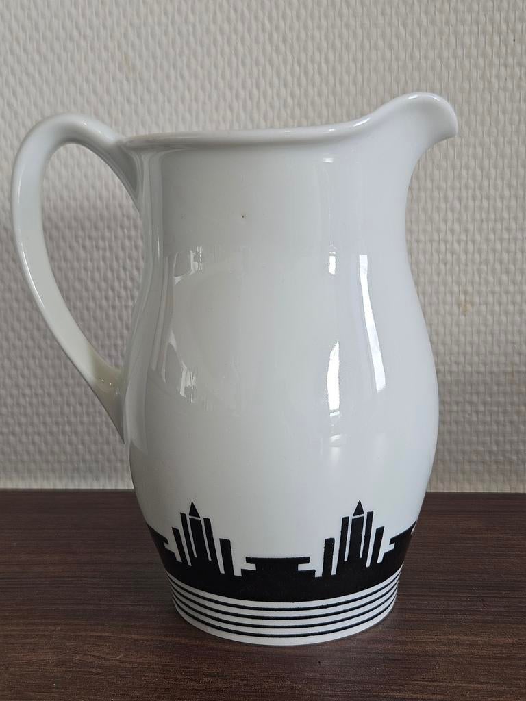 Antieke melkset kan beker Mosa Art Deco skyline porselein, Antiek en Kunst, Ophalen of Verzenden