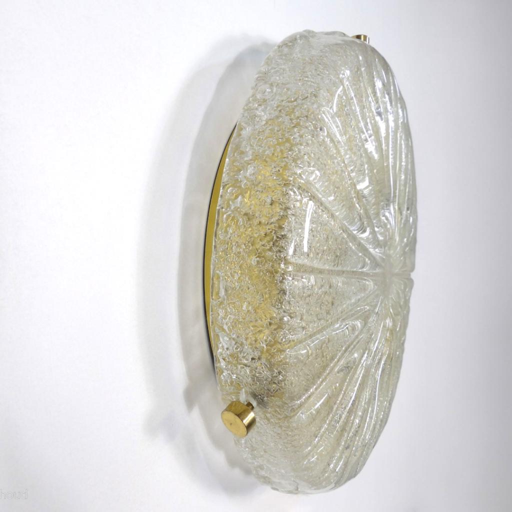 Sundburst ijsglas lamp Hillebrand 60's mid century, Ophalen of Verzenden, Zo goed als nieuw, Glas