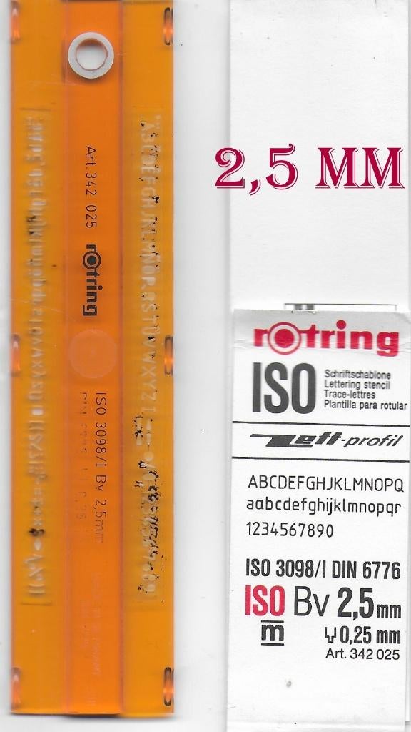 LETTERSJABLOON ROTRING 0.25X2.5MM, Ophalen of Verzenden, Zo goed als nieuw, Overige typen