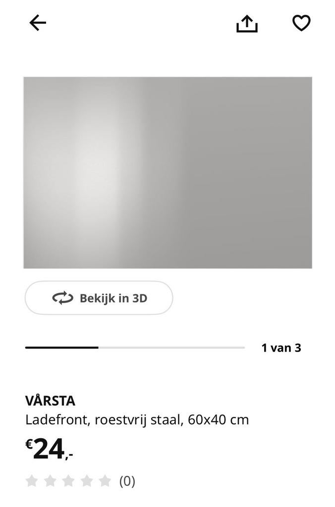 Ikea Varsta (roestvrijstalen) ladefronten., Ophalen, 50 tot 100 cm, Zo goed als nieuw, Minder dan 100 cm