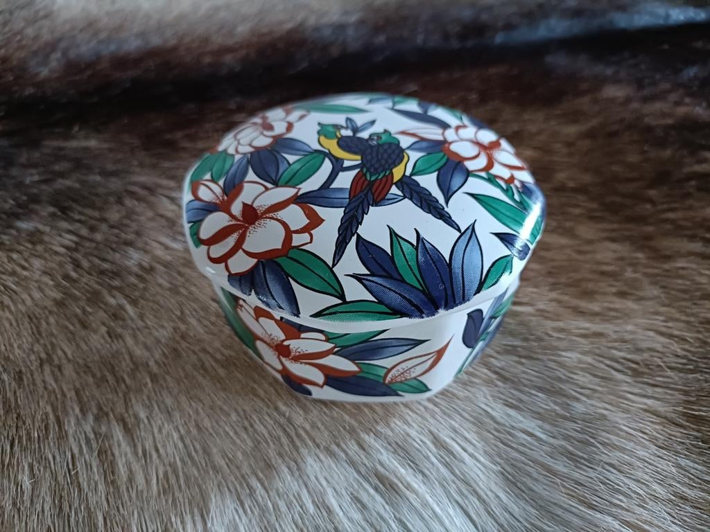Vintage sieradendoosje met bloemen en vogels, Ophalen of Verzenden, Zo goed als nieuw