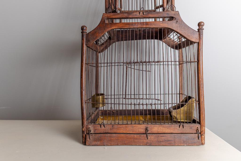 Victoriaans houten Vogelkooi - 19de eeuw, Antiek en Kunst, Ophalen of Verzenden
