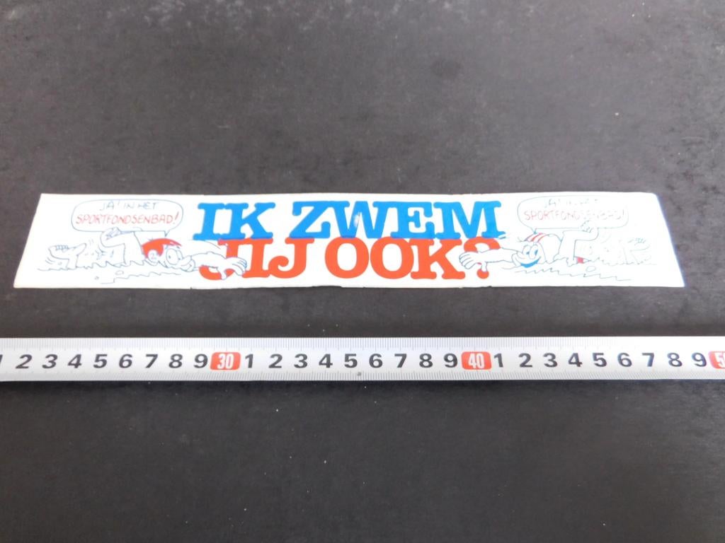 sticker IK ZWEM JIJ OOK ? In het sportfondsenbad, Verzamelen, Stickers, Zo goed als nieuw, Ophalen