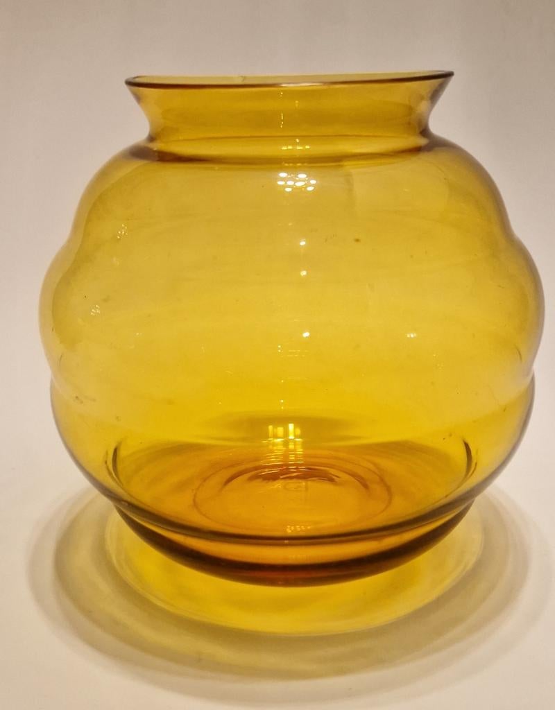 Amberkleurige Violenvaas - A.D. Copier glas Leerdam, Ophalen of Verzenden