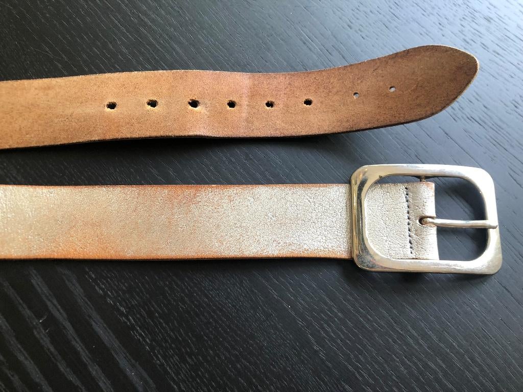 Cowboysbelt riem zilver leer 95 cm, Overige kleuren, 3 tot 5 cm, Echt leder, 90 tot 100 cm