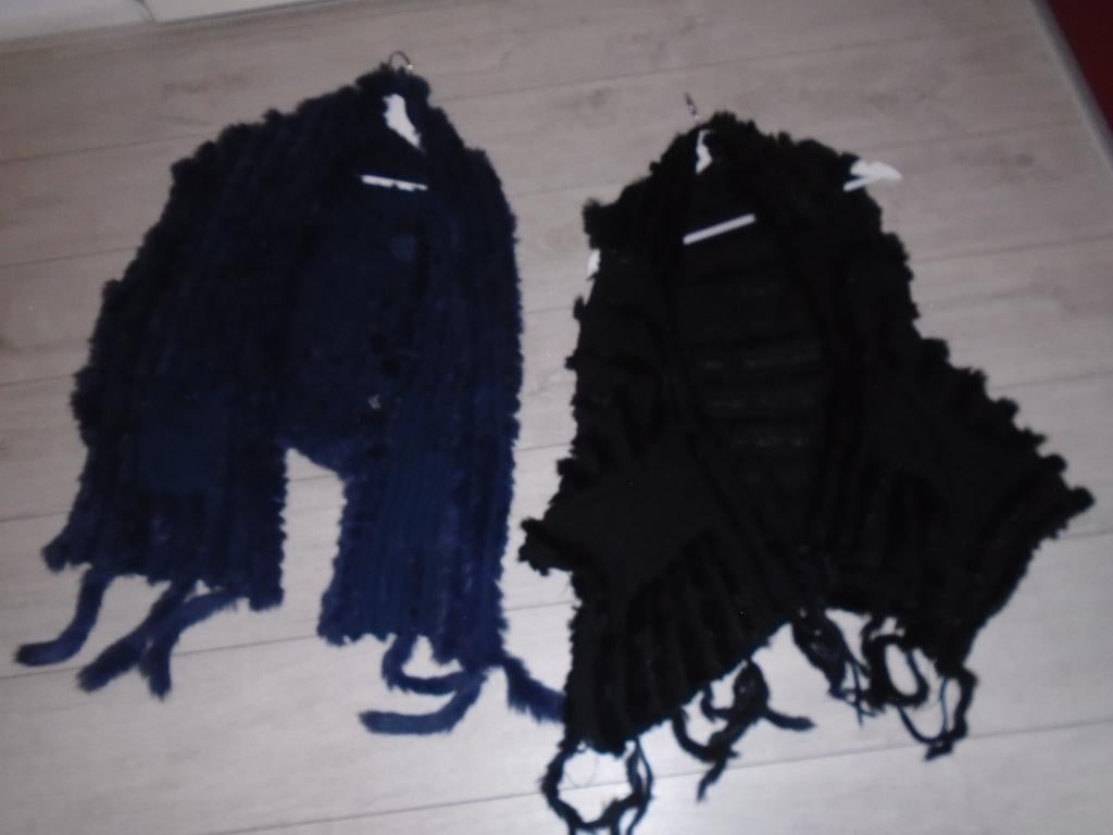 2x Echt Konijnbont Konijn Bont Lapin Vest One Size Nieuw, Verzenden, Nieuw, Maat 42/44 (L), Zwart