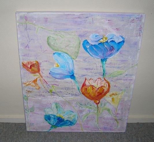 Schilderij Krokus Voorjaar Lente Bloemen, Antiek en Kunst, Ophalen of Verzenden