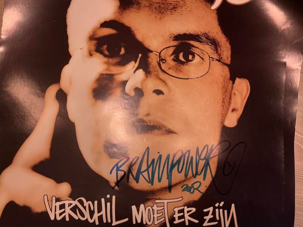 Gesigneerde poster Brainpower, Rechthoekig Staand, Ophalen of Verzenden, Zo goed als nieuw, A1 t/m A3