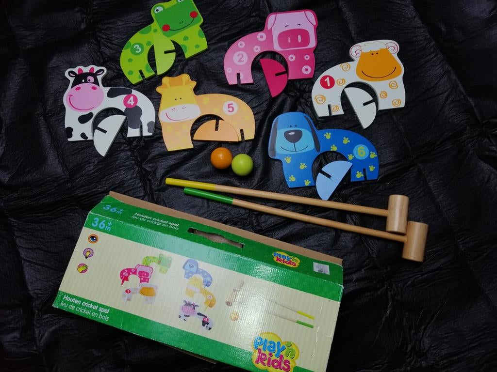 Playin Kids Houten Cricket Spel - Dierenfiguren, Ophalen of Verzenden, Zo goed als nieuw, Overige typen