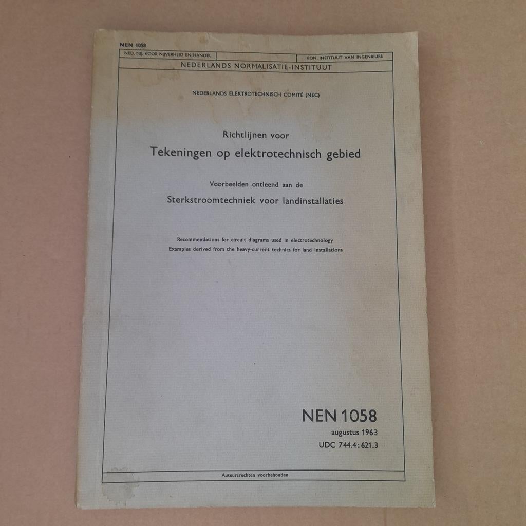 NEN 1058 richtlijnen elektrotechnische tekeningen - 1963, Boeken, Ophalen of Verzenden, Gelezen, Elektrotechniek, NEN