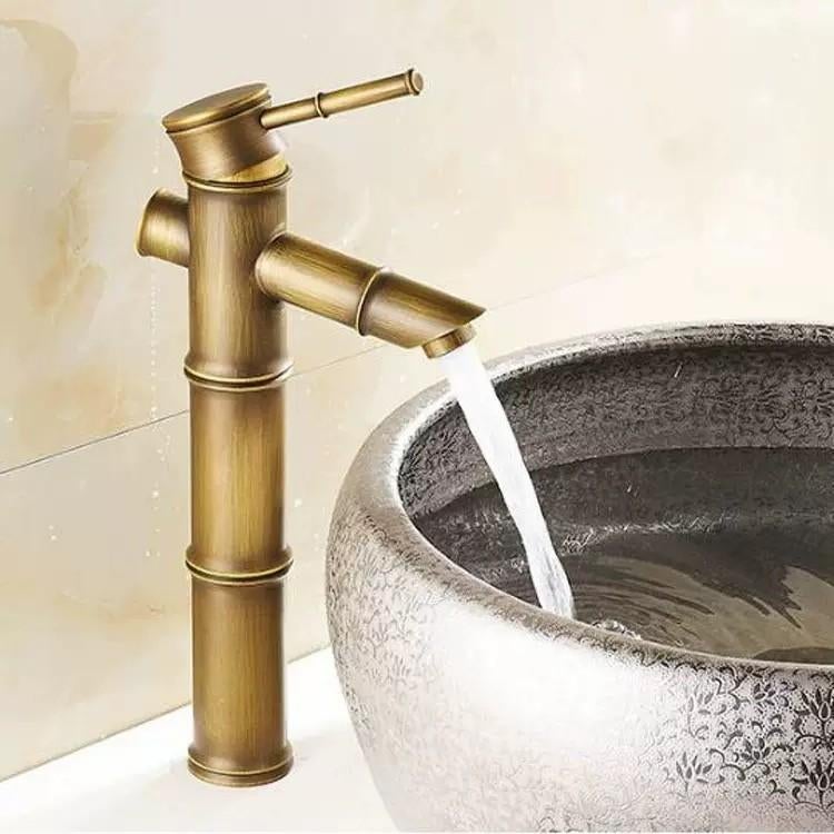 Wastafelkraan Waskom mengkraan Bamboe Jungle Brons FUN&GOOD, Overige kleuren, Nieuw, Minder dan 100 cm, 25 tot 50 cm