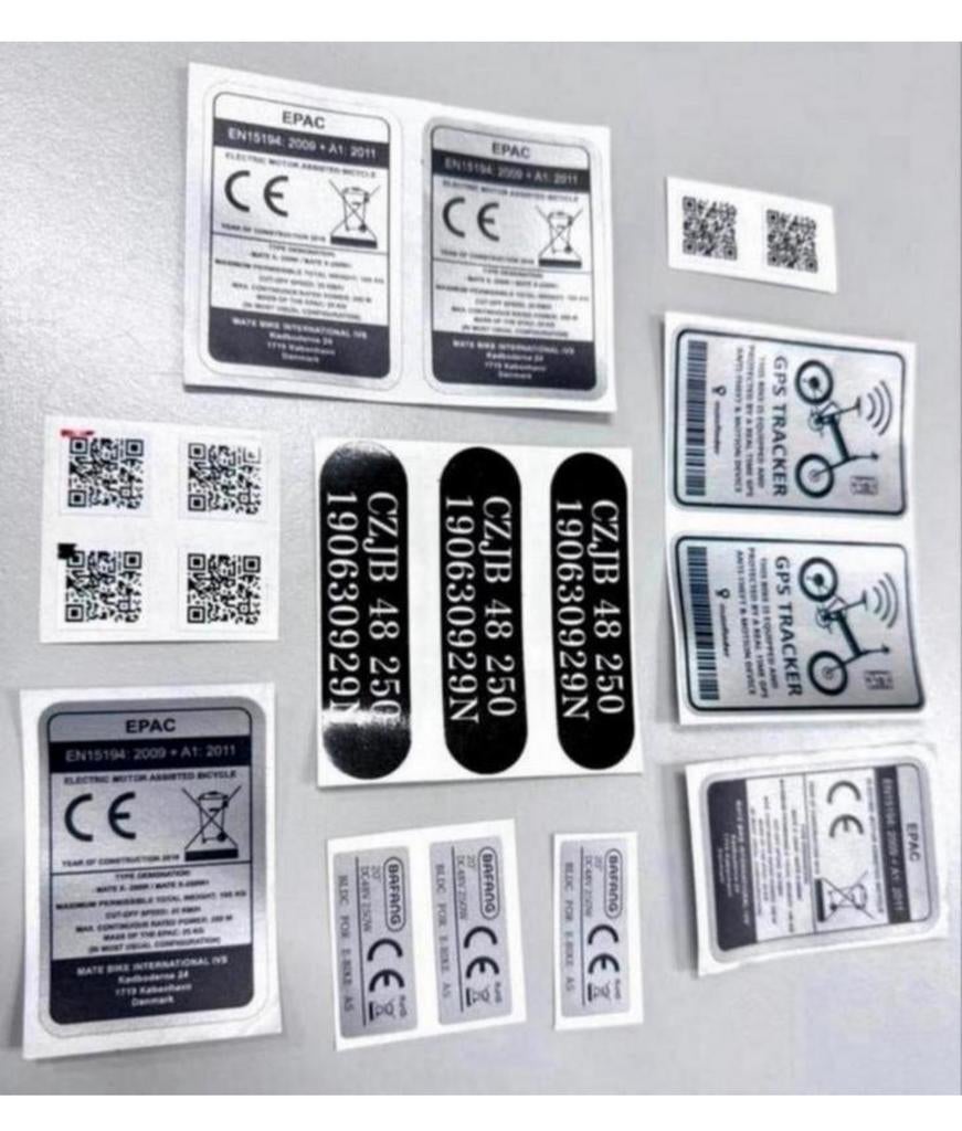 MATE X 250W Epac vervanging stickers sticker-set voor E-Bike, Ophalen of Verzenden, Nieuw