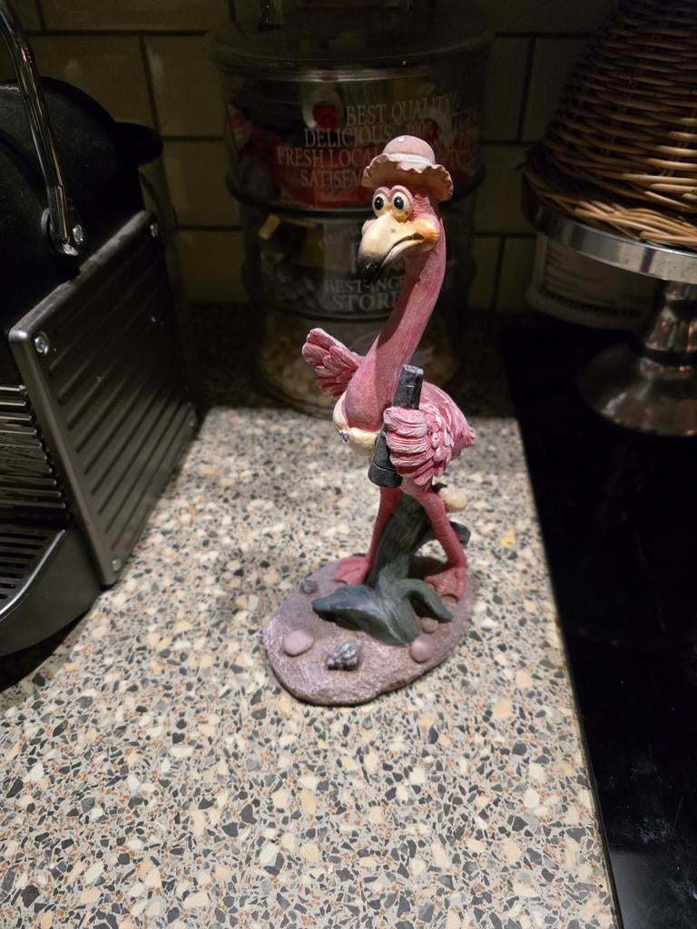 Flamingo beeld met verrekijker., Ophalen of Verzenden