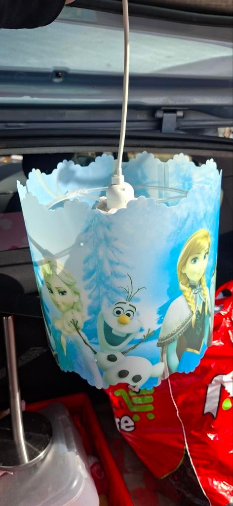 Frozen lamp - Elsa, Anna, Olaf en Sven, Gebruikt, Blauw, Kinderkamer, Disney, Frozen, Rond