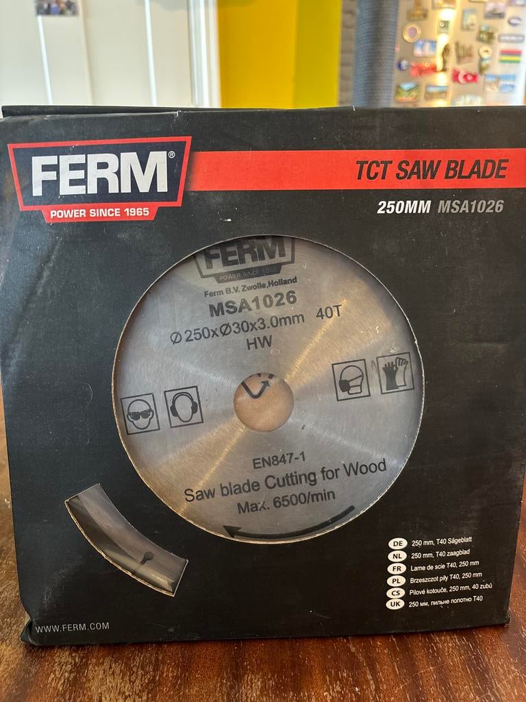 Ferm TCT Zaagblad 250mm MSA1026 voor Hout, Ophalen of Verzenden, Nieuw, Cirkelzaag