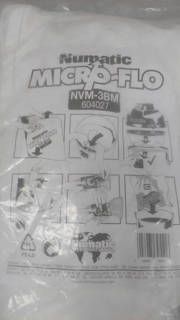 stofzuigerzakken Numatc Micro-Flo NVM-3BM, Ophalen, Nieuw