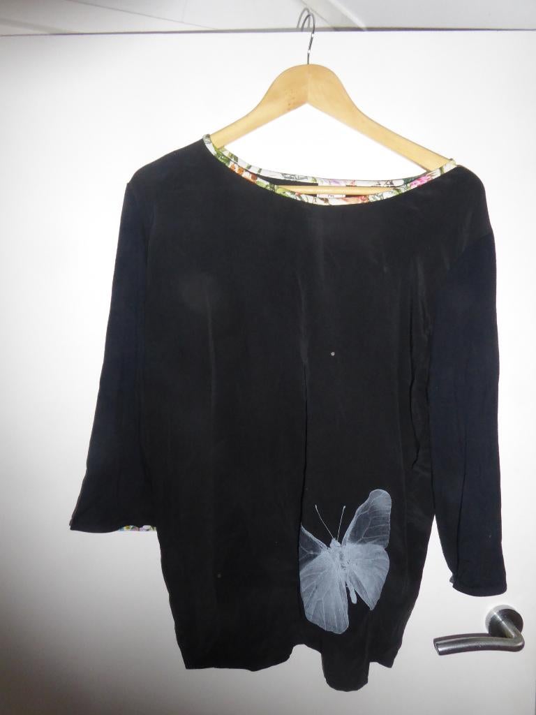 Eva Claudi zijden blouse, Zwart, Maat 42/44 (L), Ophalen of Verzenden, Zo goed als nieuw