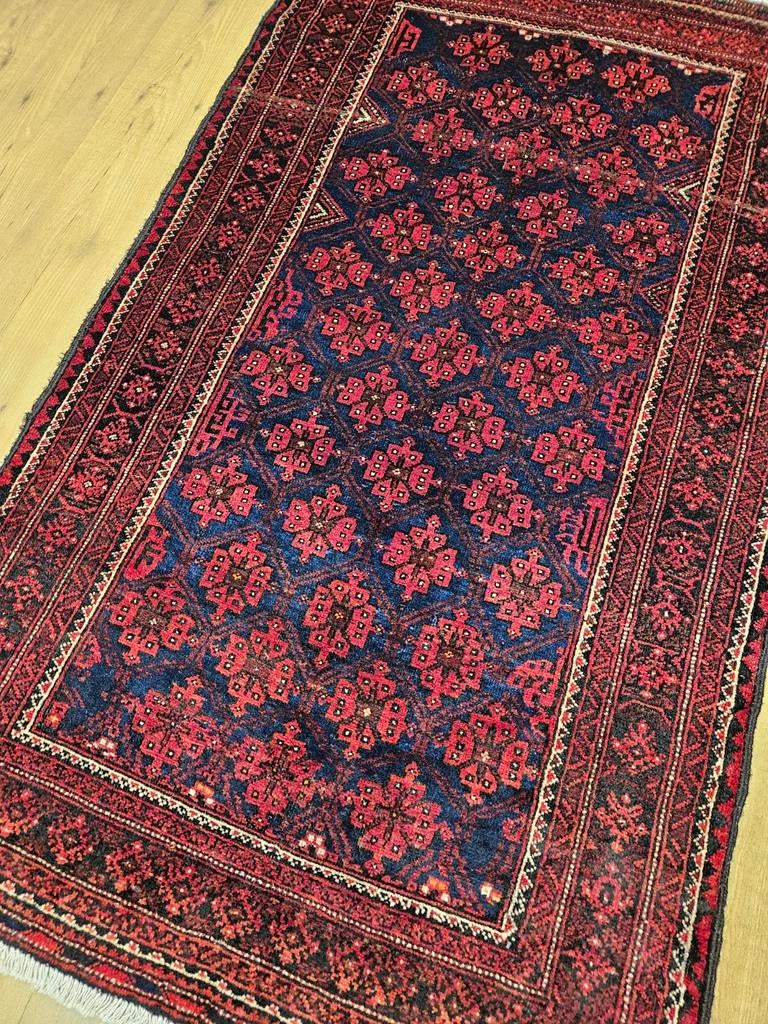 Vintage handgeknoopt perzisch tapijt beloutch 190x114, Info@SlatsAntiek.nl, Tweedehands, 100 tot 150 cm, Crème