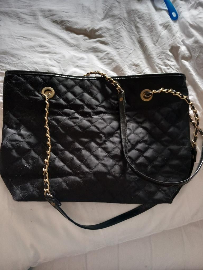 Zwarte tas .ketting hengsels, Ophalen of Verzenden, Gebruikt, Zwart, Handtas
