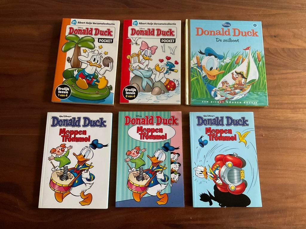 Donald Duck Albert Heijn pocket 1,4 en 3 moppen trommels, Eén stripboek, Ophalen of Verzenden, Zo goed als nieuw