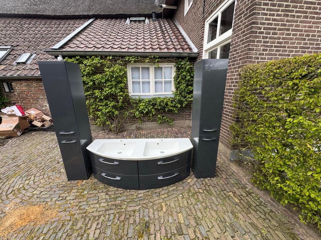 Wastafel met kastjes - Complete badkamerset, Huis en Inrichting, Ophalen, Gebruikt, 100 tot 150 cm, 25 tot 50 cm