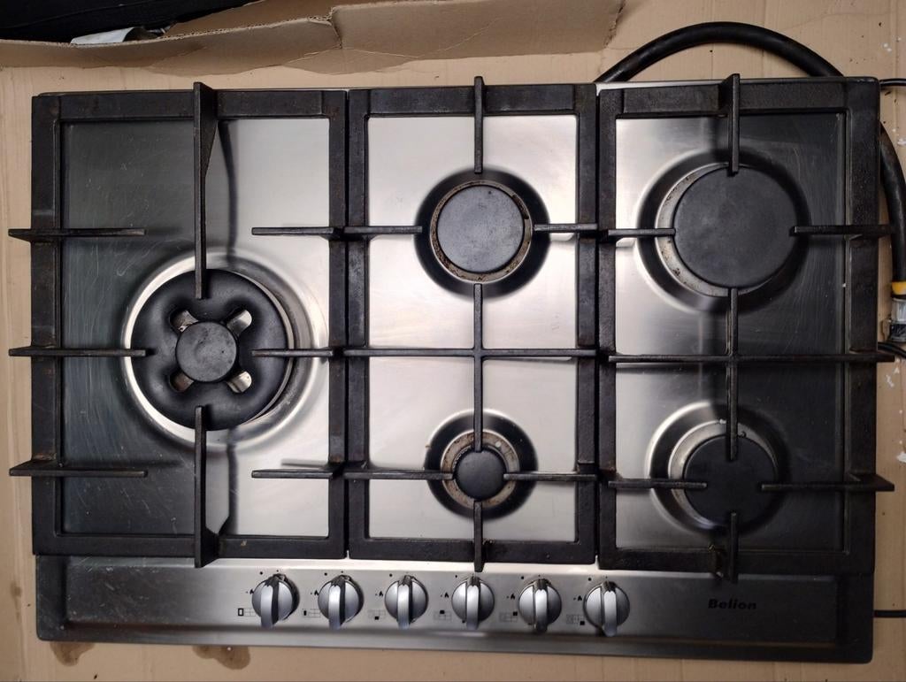 Gasstel Belion vijf-pits met automatische ontsteking, Witgoed en Apparatuur, Fornuizen, Zo goed als nieuw, Vrijstaand, Gas, 5 kookzones of meer