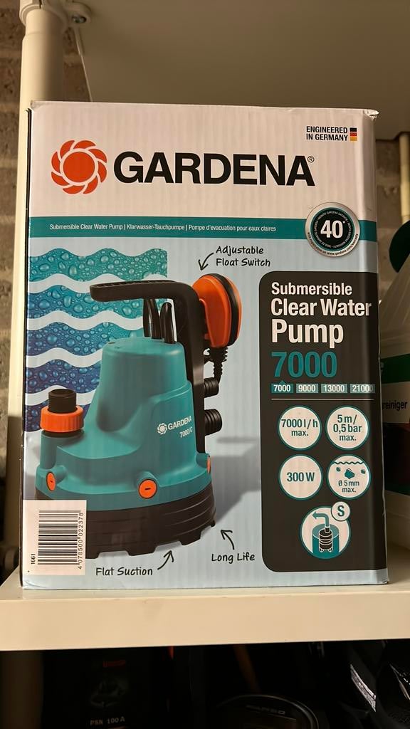 Gardena dompelpomp 7000 slechts 3 x gebruikt, Tuin en Terras, Waterpompen, Ophalen, Zo goed als nieuw, Dompelpomp