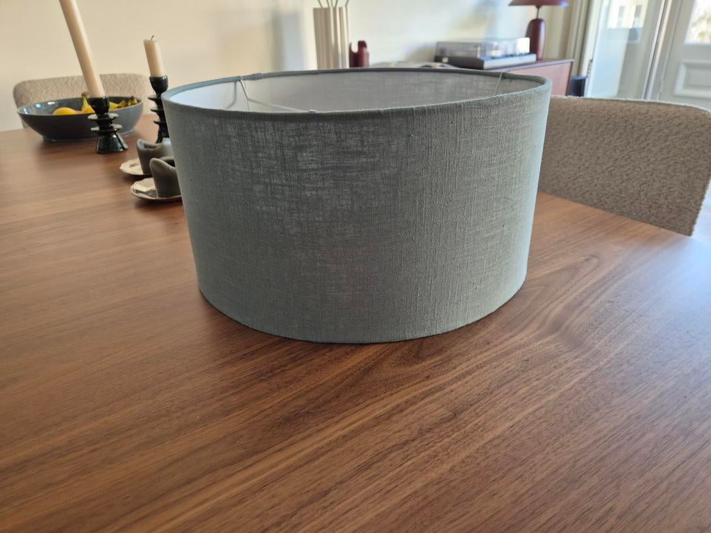 Handgemaakte groene linnen lampenkap, 40 cm diameter, Huis en Inrichting, Ophalen, Nieuw, Rond, 25 tot 50 cm